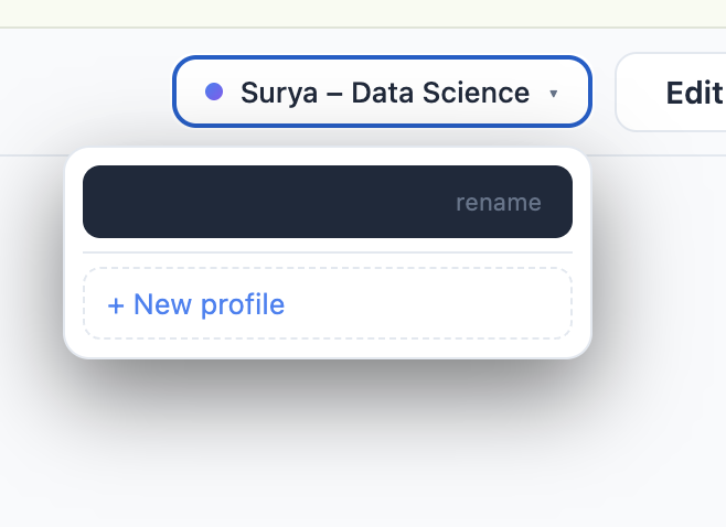 SmartCV Profile Dropdown